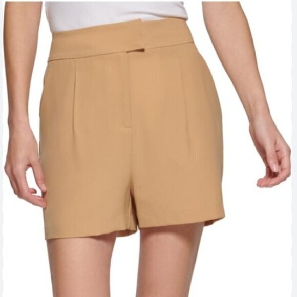 DKNY NWT Women's Size 6 Khaki Tan The Essex High Waist Dress Shorts - Picture 1 of 13